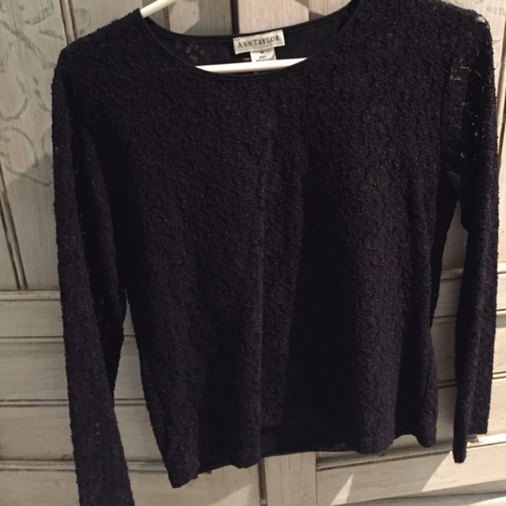 Ann Taylor Long Sleeve Black Top